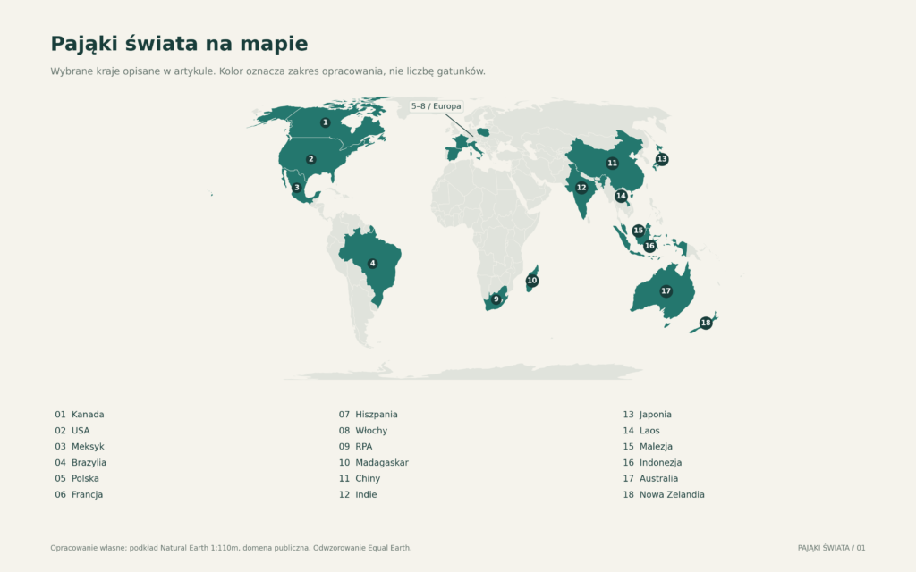 Mapa krajów stanowiących punkty odniesienia dla artykułu